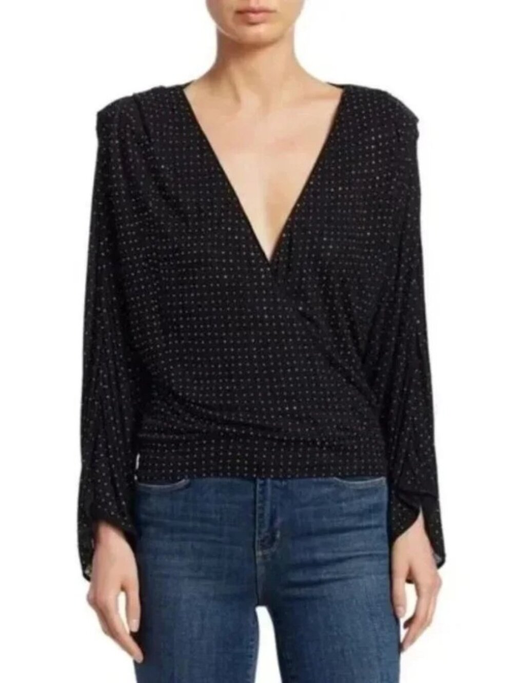 Ramy Brook New York Esther studded faux wrap top shirt XS luxury style